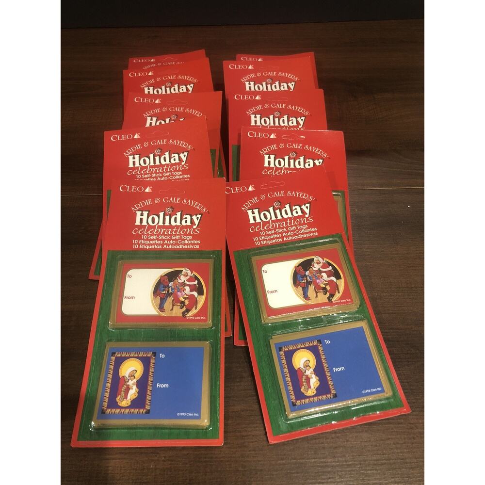 Vtg 90s Christmas Gift Tags Stickers Cleo Brand New 100 Total Tags In 10 Packs